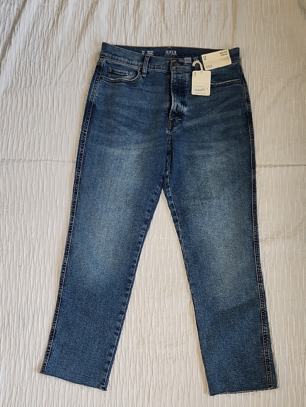 NWT a.n.a. High Rise Straight Leg Raw Hem Jeans size 12